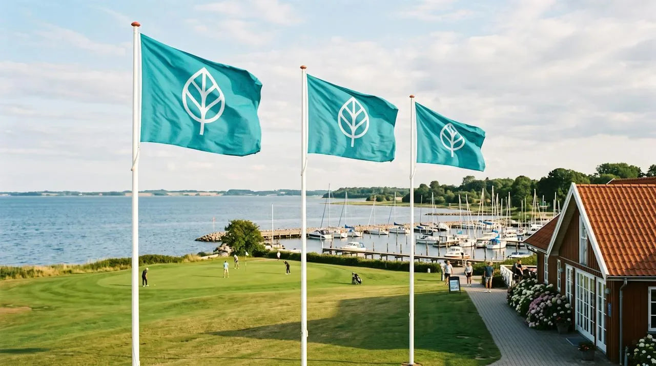 Kvadratiske flag med logo